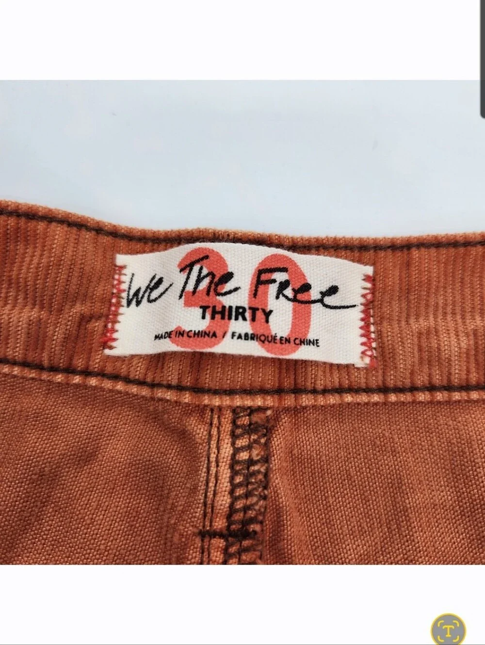 Free People We The Free Aces Straight Leg Corduroy Pants Womens Size 30 Orange